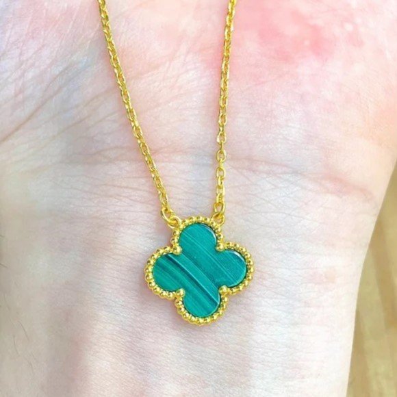 孔雀石四叶草单花项链主图