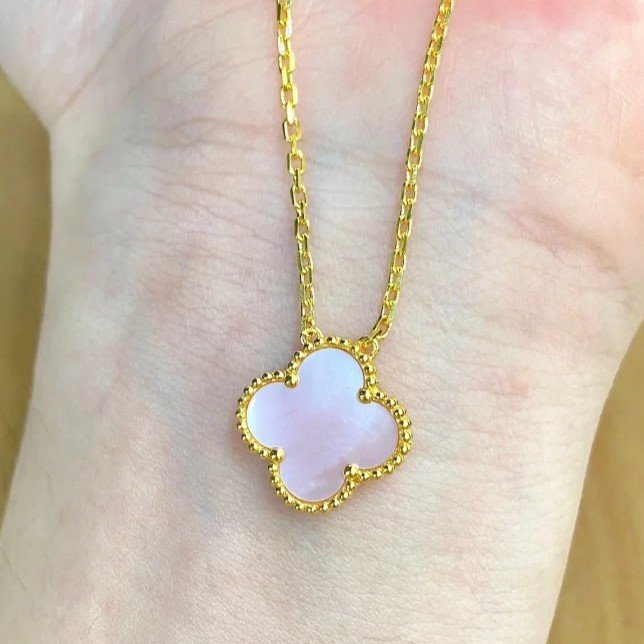 粉贝母四叶草单花项链主图