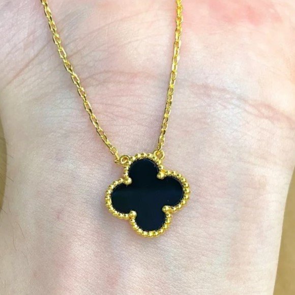 黑玛瑙四叶草单花项链主图