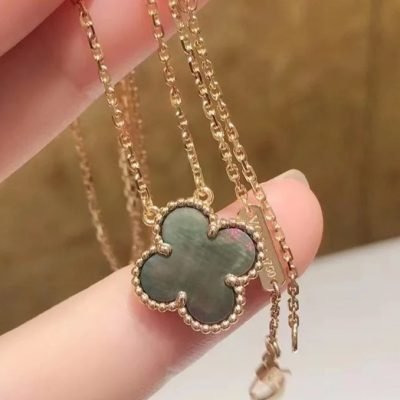 灰贝母四叶草单花项链主图