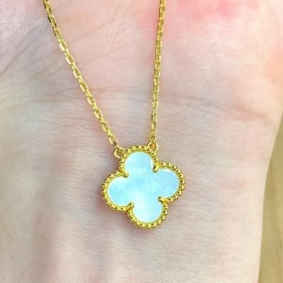 白贝母四叶草单花项链主图