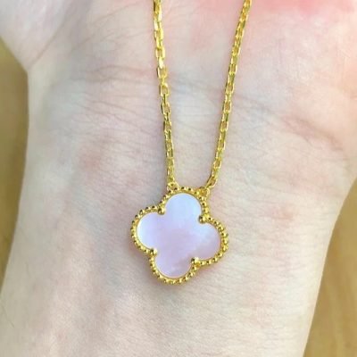 粉贝母四叶草单花项链主图